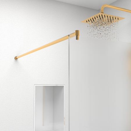 Paravan dus tip walk-in, Sticla Securizata Mata de 6mm, Accesorii Feronerie Gold, Tratament anti-calcar, 80 x 195 cm [5]