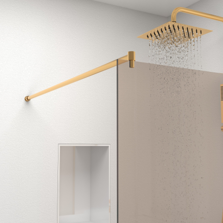 Paravan dus tip walk-in, Sticla Securizata Bronze de 8mm, Accesorii Feronerie Gold, Tratament anti-calcar, 80 x 195 cm [5]