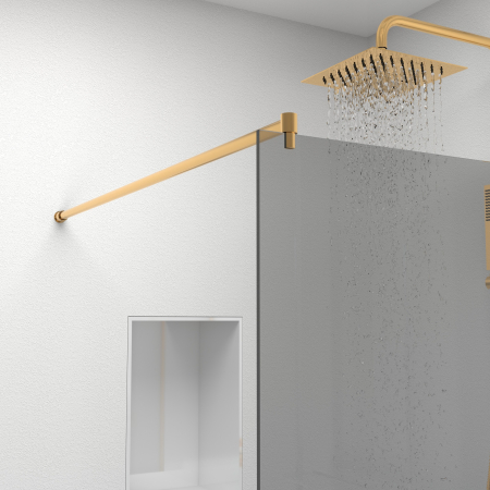 Paravan dus tip walk-in, Sticla Securizata Gri de 6mm, Accesorii Feronerie Gold, Tratament anti-calcar, 100 x 195 cm [4]