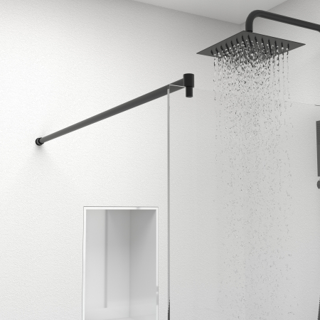 Paravan dus walk-in, Sticla securizata de 6 mm tratata anticalcar, Accesorii Feronerie Negru Mat, 75 x 195 cm [4]