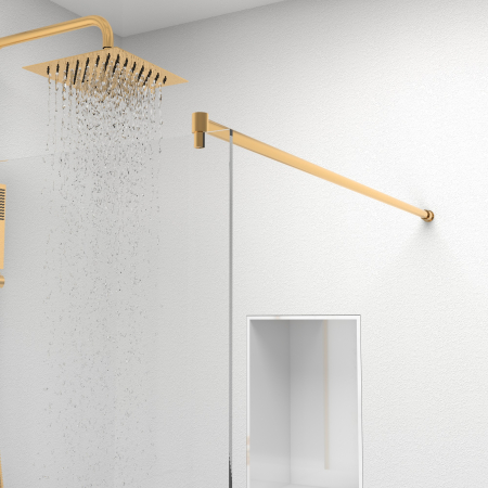 Paravan dus walk-in, Sticla securizata de 8 mm tratata anticalcar, Accesorii Feronerie Auriu, 75 x 195 cm [2]