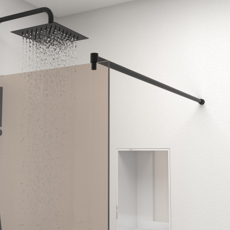 Paravan dus walk-in, Sticla securizata de 8 mm tratata anticalcar, Accesorii Feronerie Negru Mat, 115 x 195 cm [2]