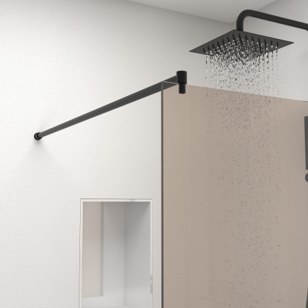 Paravan dus walk-in, Sticla securizata de 8 mm tratata anticalcar, Accesorii Feronerie Negru Mat, 115 x 195 cm [4]