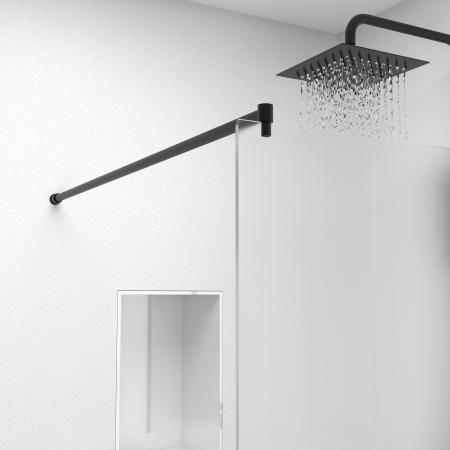 Paravan dus walk-in, Sticla securizata de 6 mm tratata anticalcar, Accesorii Feronerie Negru Mat, 95 x 195 cm [5]