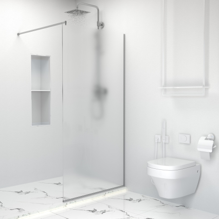 Paravan dus walk-in, Sticla securizata de 6 mm tratata anticalcar, Accesorii Feronerie Argintiu, 75 x 195 cm [4]