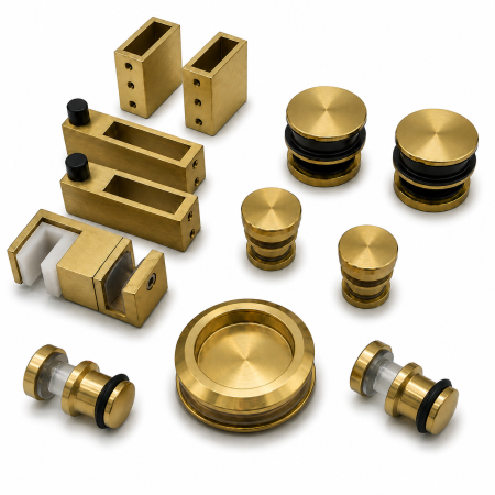 ACCESORII - Sistem glisant GLD001 pentru cabină de duș, sticlă 8-10 mm - Auriu lucios