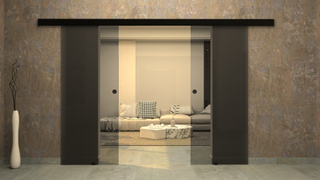 UȘĂ GLISANTĂ DUBLĂ - Ușă glisantă dublă Clară 65+65x215 cm Negru