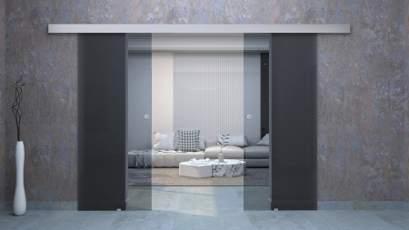 UȘĂ GLISANTĂ DUBLĂ - Ușă glisantă dublă Clară 65+65x215 cm Negru