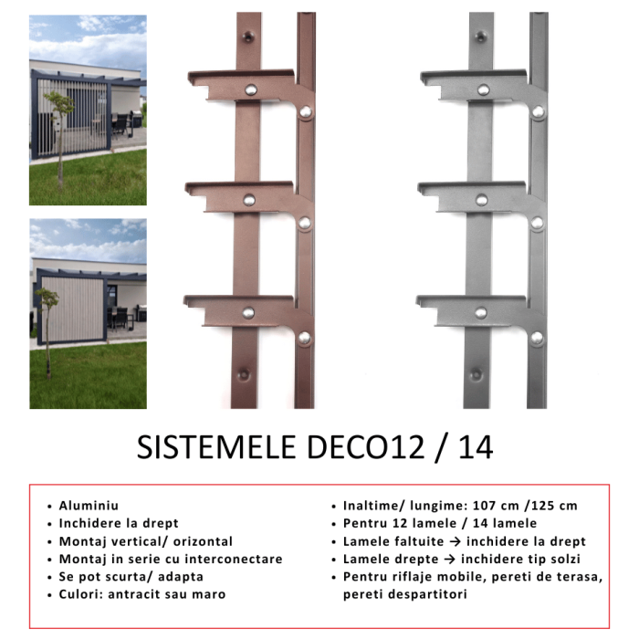 Glisiere din aluminiu pentru terase si foisoare - pentru montaj vertical cu lamele metalice - roflaje mobile [8]