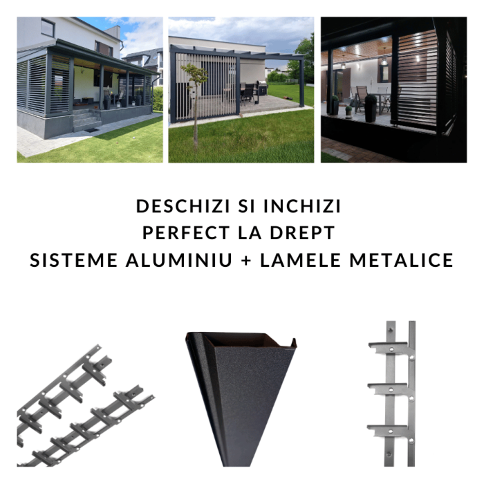 Glisiere din aluminiu pentru terase si foisoare - pentru montaj vertical cu lamele metalice - roflaje mobile [12]