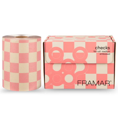 Folii pentru decolorare - Embossed Roll Medium Checkered Beige/Pink 98m