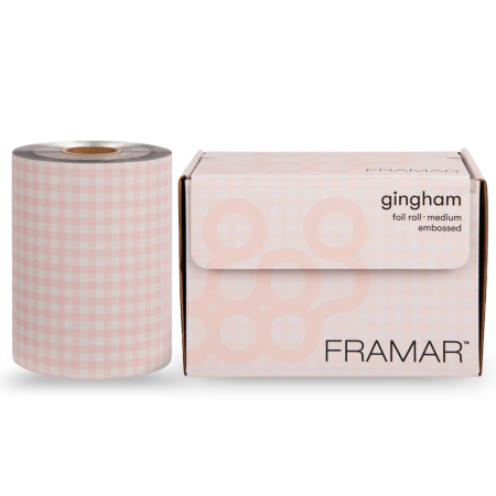 Folii pentru decolorare - Embossed Roll Medium Gingham Pink 98m