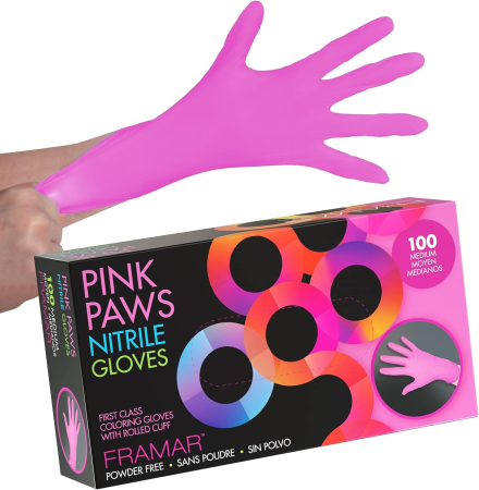 FRAMAR - Framar Gloves - Pink Paws Nitrile Medium 100buc.