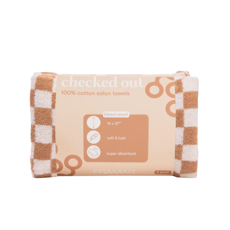 Accesorii profesionale - Framar Towels Tan&White Checkered Style (set 6 buc.)