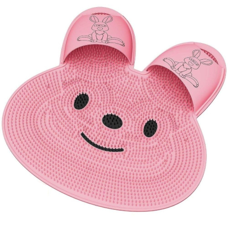 Articole pentru baie - Covoras de Baie, Flippy, pentru Masaj/Spalat Picioare, din TPE, Antiderapant, 45 x 45 cm, Model Iepuras, Roz