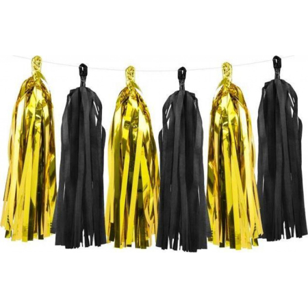 Articole de petrecere - Ghirlanda franjuri pentru decorat auriu si negru 12 buc 30 cm