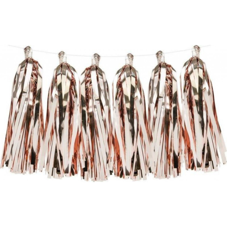 Articole de petrecere - Ghirlanda franjuri pentru decorat roz auriu