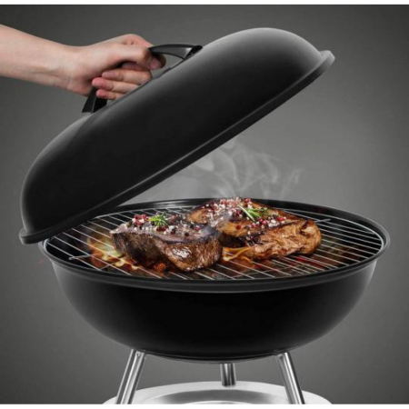 Noutati - Gratar rotund negru cu capac Algon - 34 CM