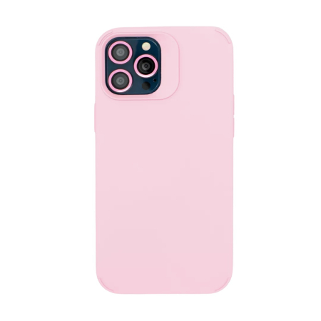 Liquid Silicone - Husa Apple iPhone 14 Pro, Flippy, din Silicon Lichid, Interior din Microfibra, Lentile Fosforescente de Protectie Camera, Anti Amprenta, Rezistenta la Socuri, Roz