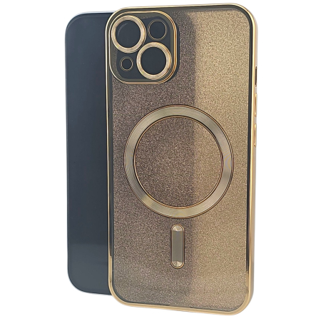 Gama MagSafe - Husa de Protectie 2 in 1, Flippy, pentru Apple iPhone 15 Plus, Compatibila MagSafe, Magnetica, cu Protectie Lentila, din TPU, Auriu