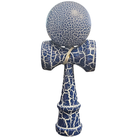 Kendama - Kendama X Originala, Profesionala, Flippy, Cracked, din Lemn, 18 cm, Albastru/Alb