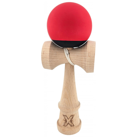Kendama - Kendama X Originala, Profesionala, Flippy, din Lemn, 18 cm, Rubber Grip, Negru/Rosu