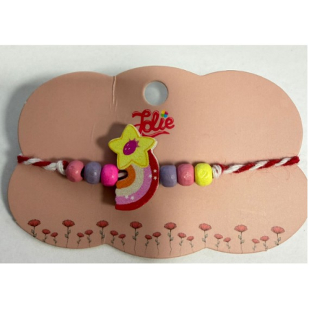 Martisor Bratara Multicolora - Martisor Bratara Multicolora pentru Copii, din Lemn si Textil, Model 12