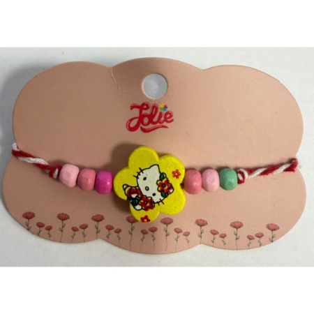 Martisor Bratara Multicolora - Martisor Bratara Multicolora pentru Copii, din Lemn si Textil, Model 13