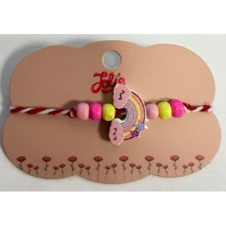 Martisor Bratara Multicolora - Martisor Bratara Multicolora pentru Copii, din Lemn si Textil, Model 15