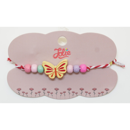 Martisor Bratara Multicolora - Martisor Bratara Multicolora pentru Copii, din Lemn si Textil, Model 2