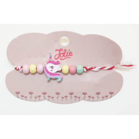 Martisor Bratara Multicolora - Martisor Bratara Multicolora pentru Copii, din Lemn si Textil, Model 4