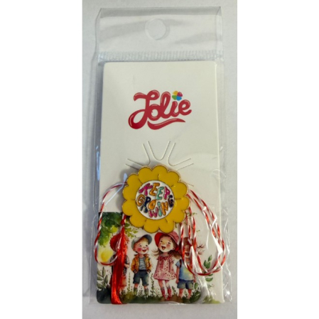 Martisor Brosa Copii - Martisor pentru copii, Brosa, Material Metal, Ambalaj Carton cu Design, Deimensiune Brosa Aproximativ 2 x 2 cm, Multicolor, Model 48