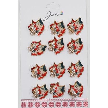 Martisoare - Set 12 Brose Martisor Fluture Rosu