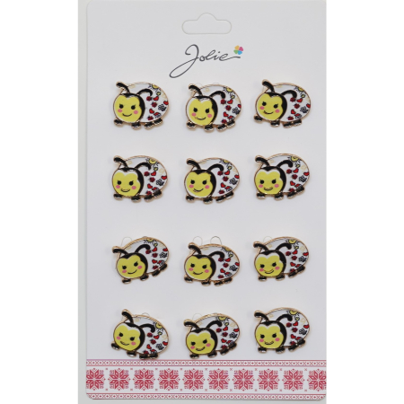 Martisoare - Set 12 Brose Martisor pentru Copii Buburuza Galbena