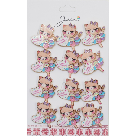 Martisoare - Set 12 Brose Martisor pentru Copii Pisica cu Mesaj Iubesc Primavara