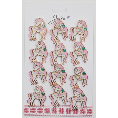 Martisoare - Set 12 Brose Martisor pentru Copii Unicorn cu Par Roz Esti Unica