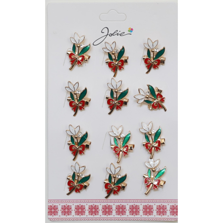 Martisoare - Set 12 Brose Martisor Primavara Ghiocel cu Fundita Rosie