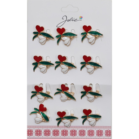 Martisoare - Set 12 Brose Martisor Primavara Ghiocel cu Inima