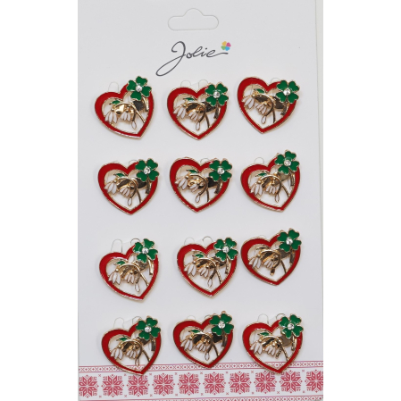 Martisoare - Set 12 Brose Martisor Primavara Inima cu Ghiocei si Trifoi