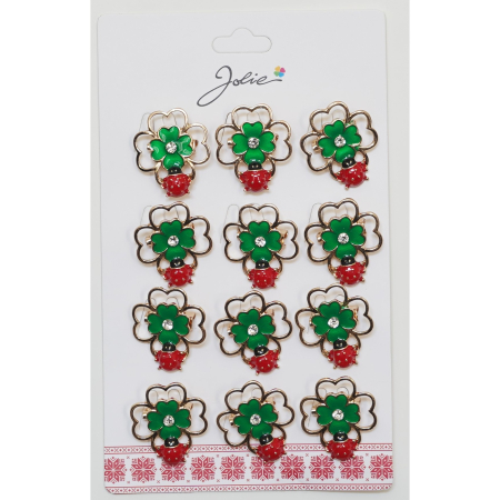 Martisoare - Set 12 Brose Martisor Primavara Trifoi Dublat cu Buburuza pe Ea