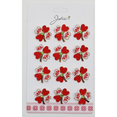 Martisoare - Set 12 Brose Martisor Primavara Trifoi Traditional cu Rosu