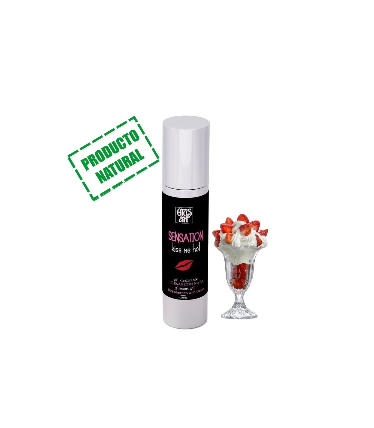 Produse <Sex toy<Body care<Lenjerie intima - NATURAL LUBRICANT KISS ME HOT STRAWBERRIES WITH CREAM 50 ML.