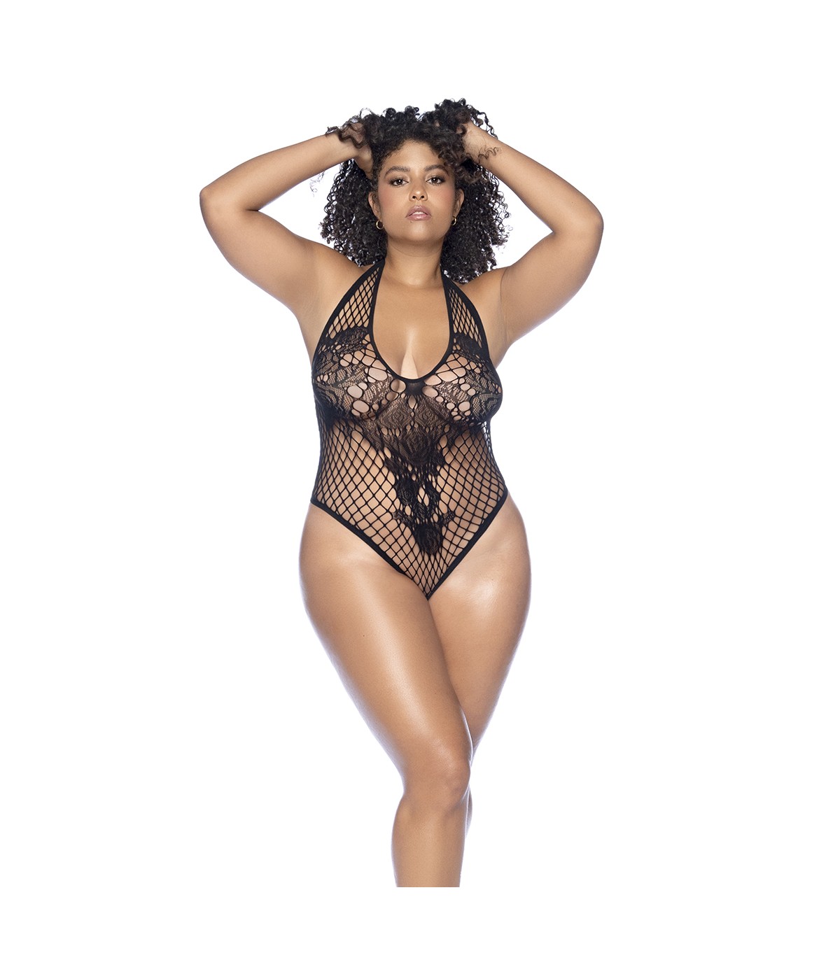 Produse <Sex toy<Body care<Lenjerie intima - MOD. 1115X FLORAL FISHNET BODYSUIT BLACK OSX