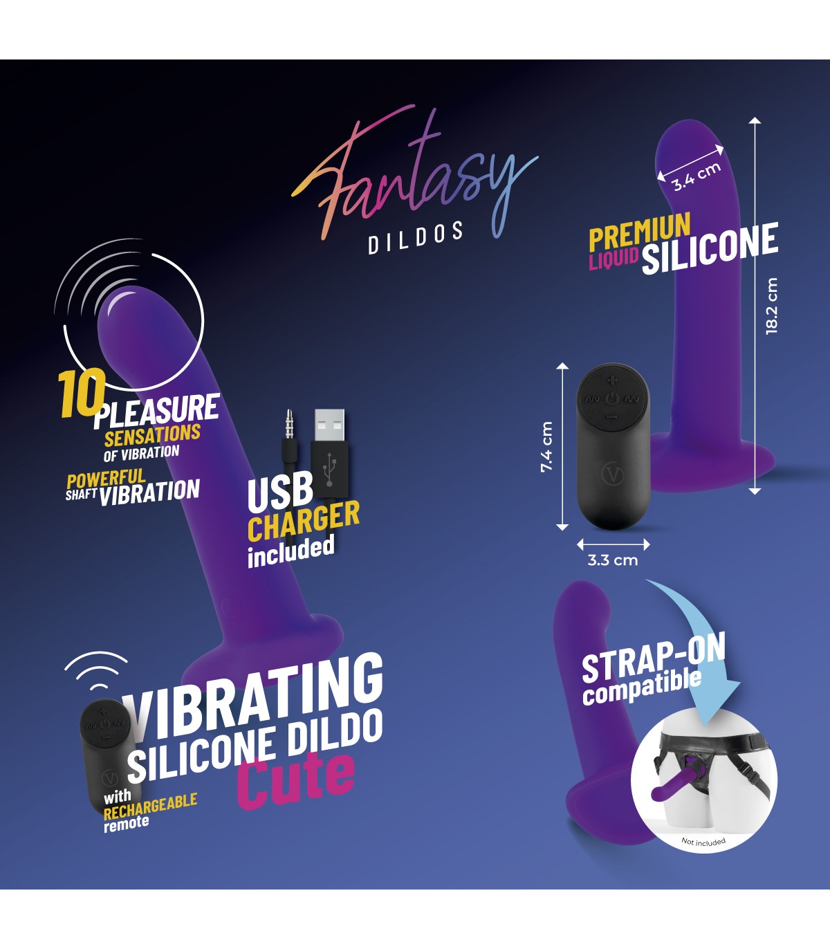 Produse <Sex toy<Body care<Lenjerie intima - VIBRATING SILICONE DILDO CUTE" W/ REMOTE CONTROL"