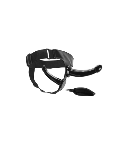 Produse<Lenjerie intima - BLACK MAGIC DOUBLE STRAP-ON HARNESS W/ VIBRATION 17'8 CM BLACK