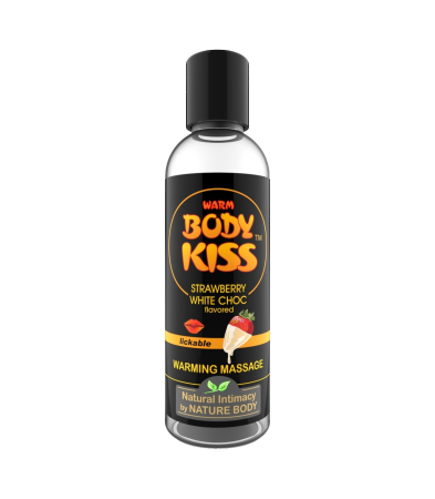 Produse <Sex toy<Body care<Lenjerie intima - BODY KISS HOT STRAWBERRY WITH WHITE CHOCOLATE 100ML