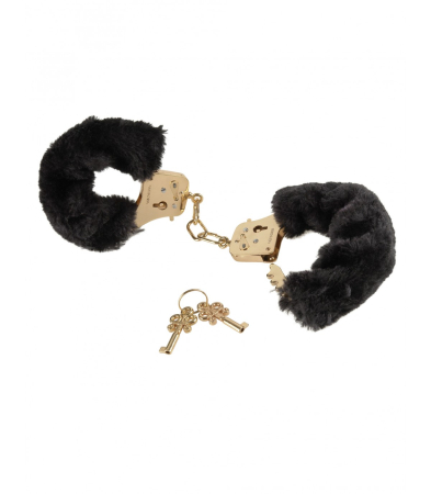 Produse <Sex toy<Body care<Lenjerie intima - DELUXE FURRY CUFFS GOLD/BLACK