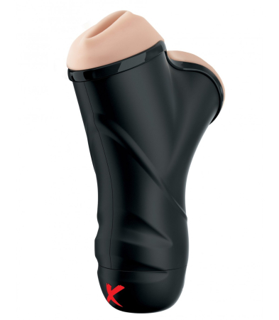 Produse<Sex toy - DOUBLE PENETRATION VIBRATING STROKER LIGHT/BLACK