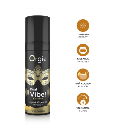 Produse<Sex toy - DUAL VIBE KISSABLE LIQUID VIBRATOR! PINA COLADA 15 ML