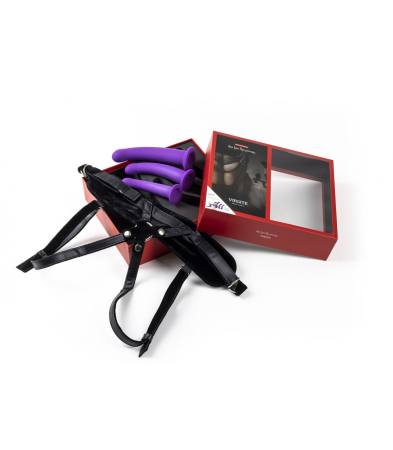 Produse<Sex toy - HARNESS WITH PURPLE DILDOS SET SIZES S / M / L
